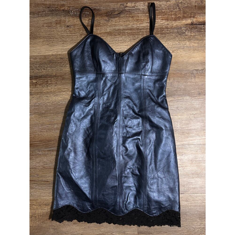 West Coast Leather dress fitted soft leather fully lined scalloped lace trim - Picture 9 of 9